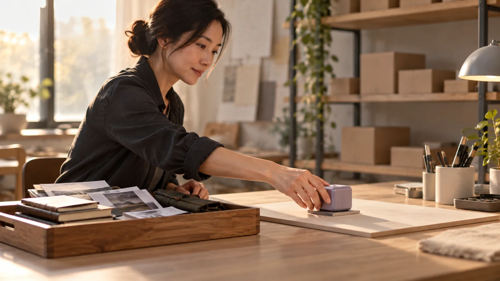 AI-generated photographic illustration of an operating owner selecting one prototype for a bounded post-visit experiment.