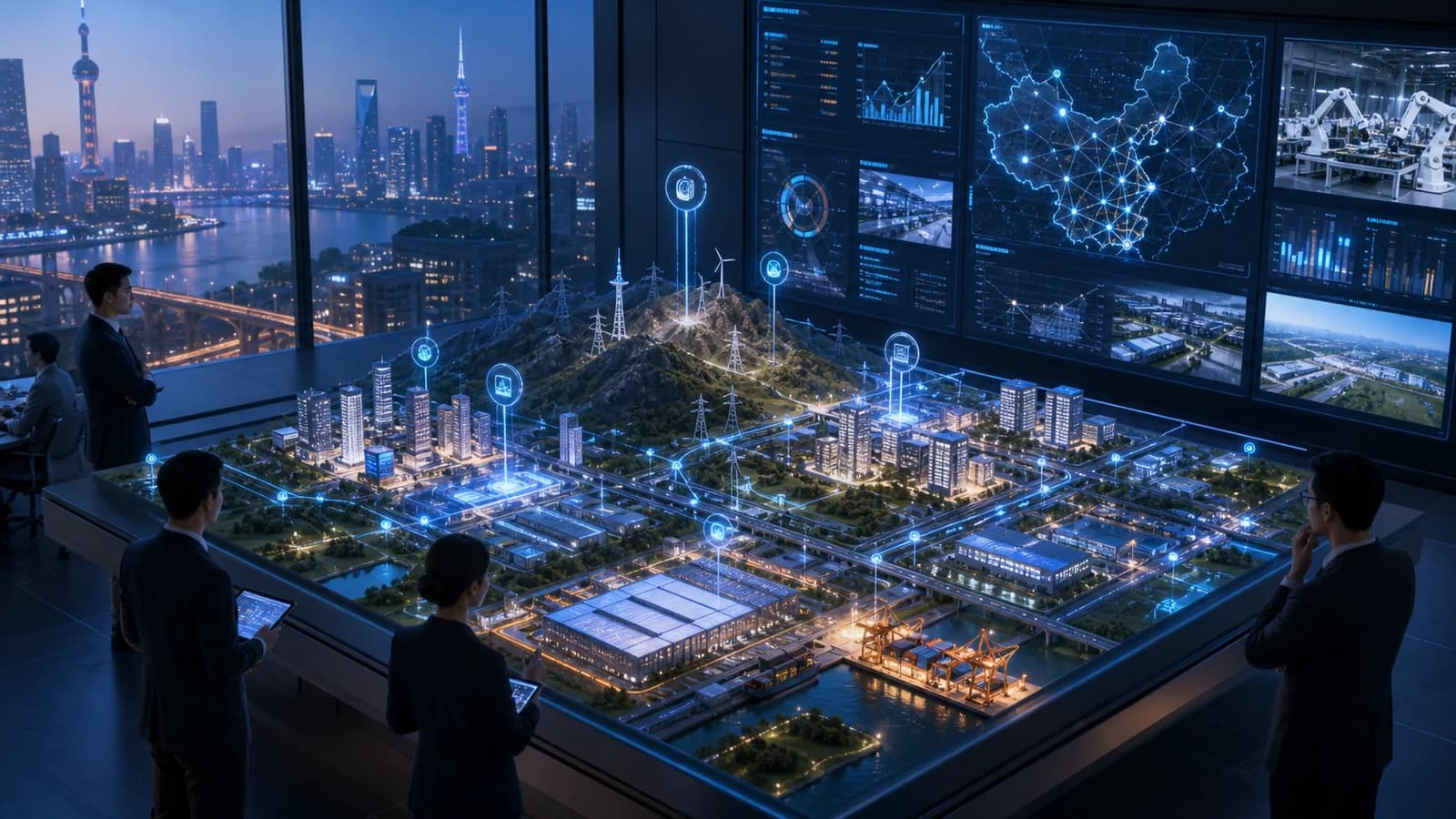 Editorial executive fieldwork illustration for Agentic AI in China