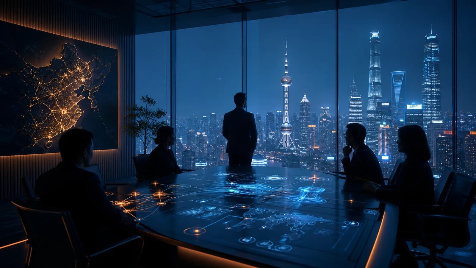 Editorial executive fieldwork illustration for A Board Briefing Template After a China AI Immersion