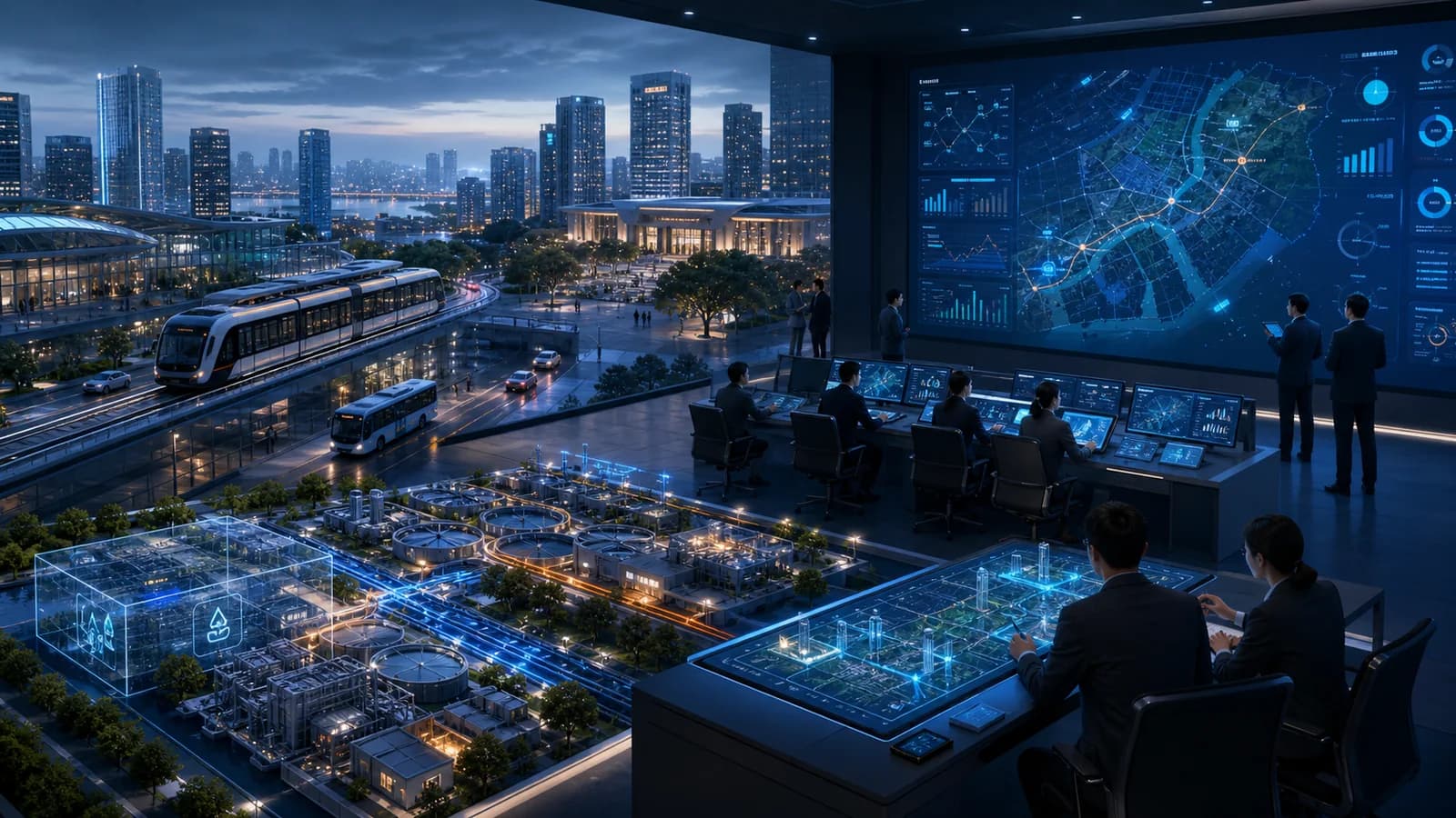 Editorial executive fieldwork illustration for China AI for City Government