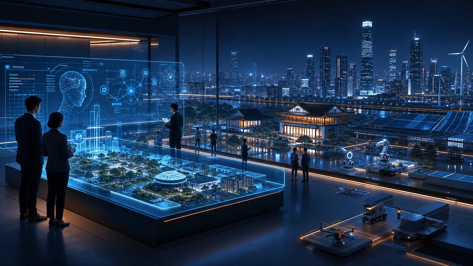 Editorial executive fieldwork illustration for China AI in Education