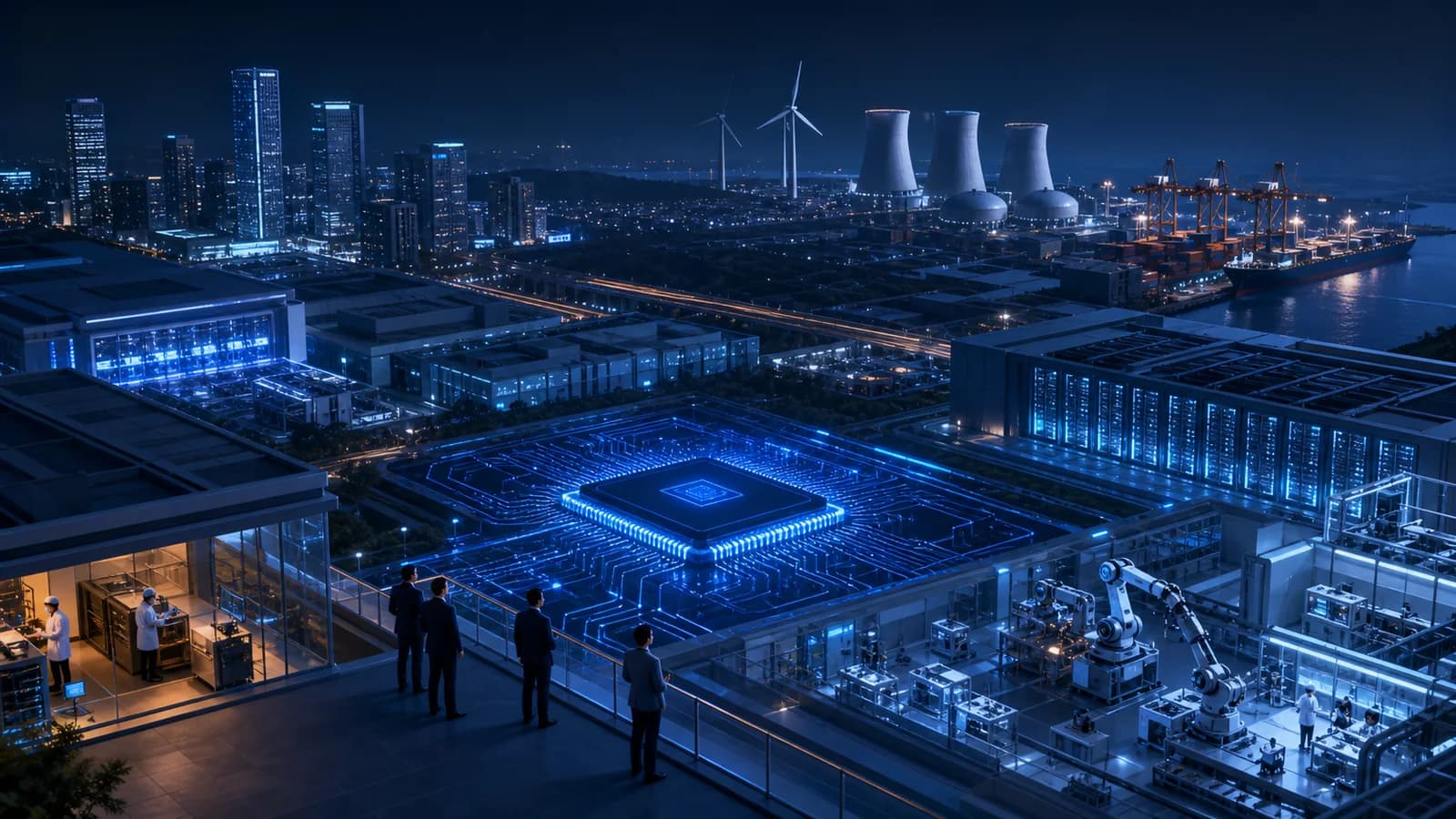 Editorial executive fieldwork illustration for China's AI Semiconductor Ecosystem