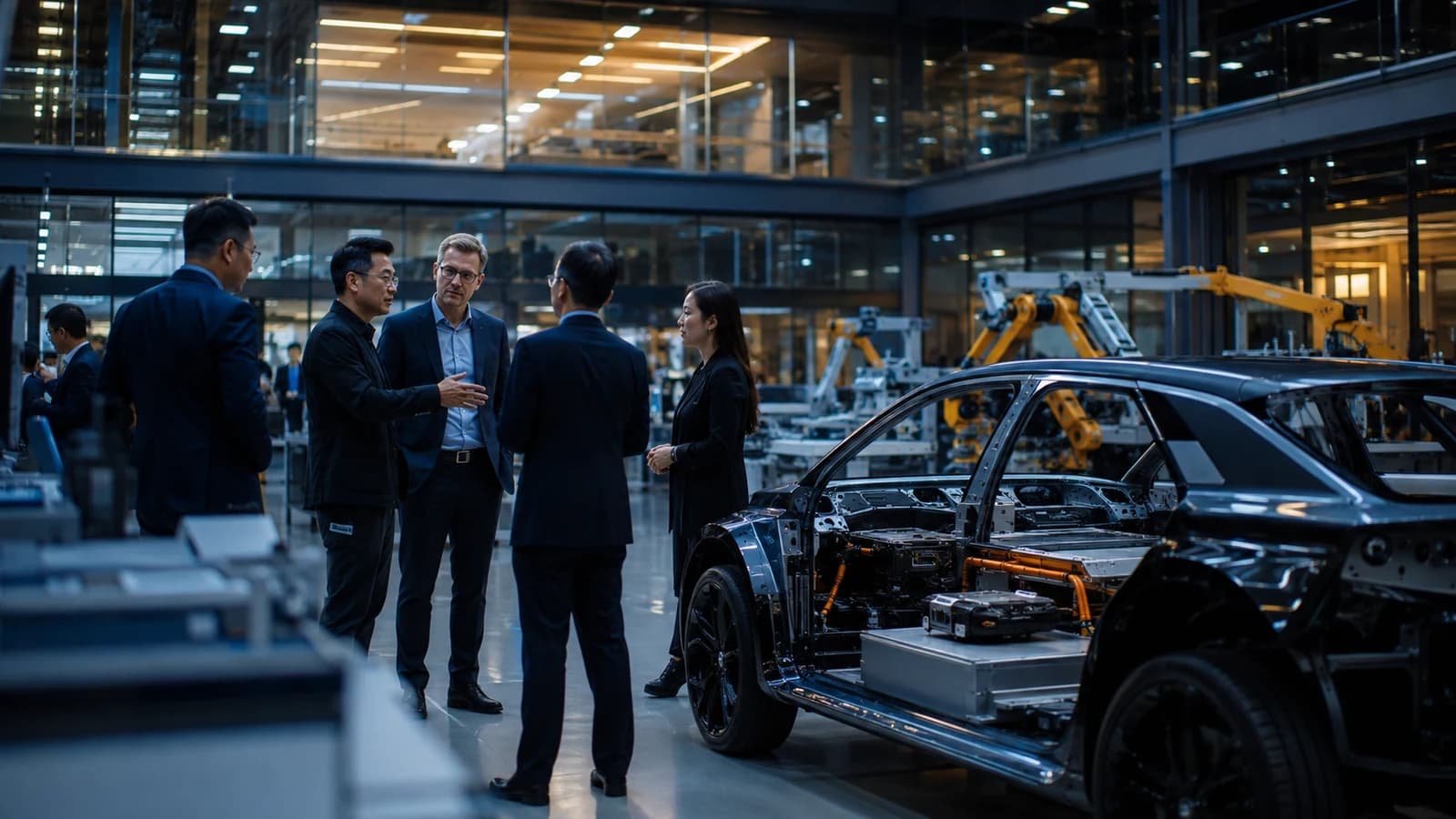 Editorial executive fieldwork illustration for China Automotive AI